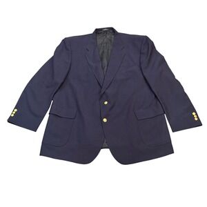 David Taylor Blazer Mens 50 Regular Navy Blue Gold Crest Button Sport Coat VTG